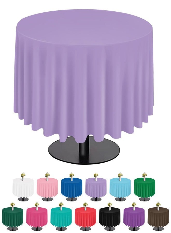 tujol Lavender 6 Pack Plastic Table Cloth 84", Disposable Round Tablecloth Table Cover, Plastic Tablecloths for Parties - Image 1